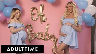 Szenvedélyes terhes barinők hármasban: Rylee Blake és Aubrey Kate kefélnek egy hűtlen férjjel!