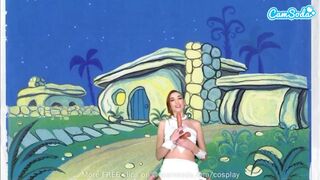 Cuki zsenge wilma flintstone cosplayben masturbál és orálozza a termetes fazsat